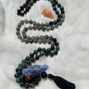 Goldstone Mala 108 onyx, tigers eye,lava.